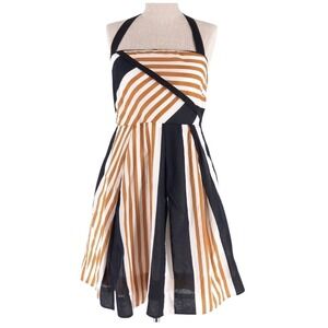 Anthropologie Moulinette Soeurs Striped Halter Dress‎ Black Brown Size 4. GUC